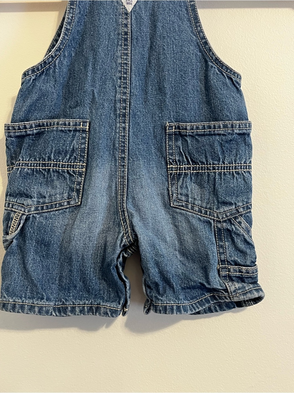 Vintage 90s OshKosh B’gosh Vestbak Blue Denim Jean Shortalls Overalls 12mo - Picture 6 of 8